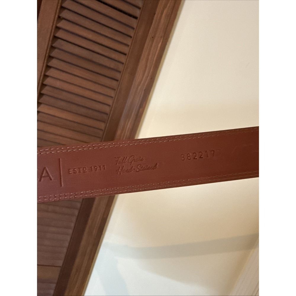 Bosca Brown Genuine Italian Leather Belt Size 44 Full Grain Hand Stained New - Picture 10 of 12